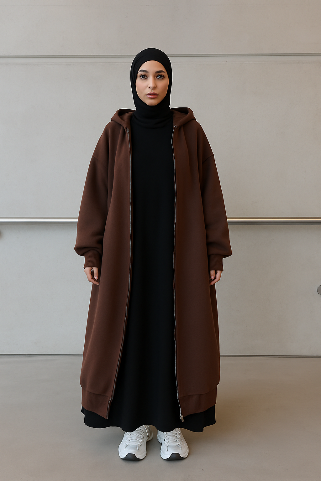 🩷 Sweat Hoodie Coat – دفا وأناقة للمحجبات ❄️ - Image 2